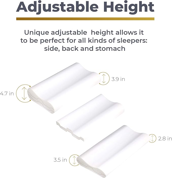 Royal Therapy 1-pack Memory Foam Pillow, Cervical, Queen Contour Pillow, Orthopedic Pillow for Neck Support, Neck Pain, Side Sleepers, CertiPUR-US