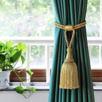 Fenghuangwu Curtain Tiebacks Handmade Elegant Curtain Tie Backs Holdbacks with Tassel for Home Office Decor 2 Pack - Gold