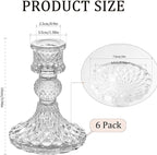 6 Pack Glass Taper Candlestick Holders, Clear Candlestick Holders, 4" H Crystal Candle Holders Decorative Candle Stand Centerpiece for Wedding, Festival, Dinning Party Table Decor