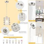 Brushed Nickel Pendant Light for Kitchen Island Spiral Iron Pendant Light Fixtures with Seeded Glass Shade, Adjustable Height Hanging Pendant Lighting for Dining Room Hallway Kitchen Foyer