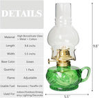 Large Rustic Kerosene Lamp Lantern Chamber Antique Oil Lamps for Indoor Use Home Decor Lighting Vintage Glass Clear (Green)