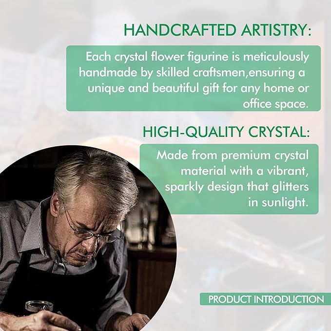 Crystal Red Rose Flower Collectible Figurine with Base Glass Rose Figurine Decor Paperweight Gift for Women Mom