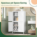 Letaya Storage Cabinet with Doors and Shelves,Small Freestanding Bathroom Floor Metal Cabinets -White