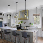 Black Pendant Lights Kitchen Island, Modern Glass Knurled Pendant Light,12Inch Copper Kitchen Pendant Lighting Over Island,Farmhouse Island Lights For Kitchen Sink,Bathroom,Bedroom,Included E26 Bulbs