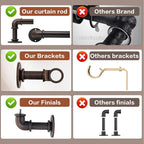 Bronze Curtain Rods 18 to 45 Inch, Industrial Curtain Rods,Adjustable Length,1 in Diameter Pipe,Wall or Ceiling Mounted,for Bedroom and Living Room(Antique Red Bronze 18” to 45”)