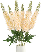 6PCS Champagne Snapdragon Artificial Flowers 29.5" Long Stem Delphinium Silk Faux Flowers Bulk for Tall Vase Wedding Home Garden Decor (Champagne)