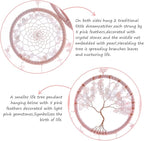 7 Chakras Dream Catchers Tree of Life Large Dream Catcher Pink Feather Wall Decor with Rainbow Healing Crystal Stone Wall Art Hanging Ornaments for Bedroom Home Decor Blessing Gift Wedding -4 Rings