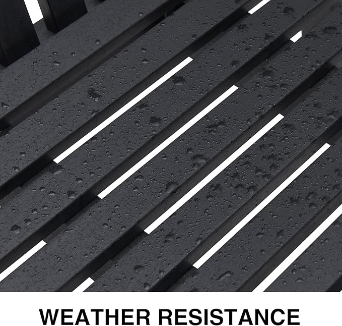 Psilvam Garden Bench, 2-Person Poly Lumber Patio Bench, All-Weather Outdoor Bench That Never Rot, Memorial Bench, Suit for Garden, Porch and Park (Black)