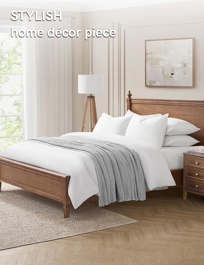 YnM Chunky Cotton Knit Throw Blanket, Cable Knit Throws for Bed Couch Sofa, Comfy & Relaxing, Decorative Piece for Farmhouse Modern Boho Rustic Scandinavian Chic Vibe, Quarry Grey 60x80 Inches