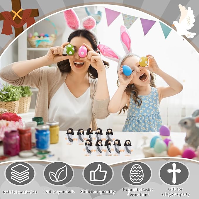 Bememo 100 Pcs Jesus Toys Original Design Mini Rubber Little Jesus Figurine to Hide and Seek Religious Party Favors Sunday School Craft Baptism Gifts for Easter Egg Stuffers (Gray)