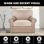 PrinceDeco Stretch Velvet Couch Cushion Cover,Soft Fitted Cushion Slipcover for Chair Cushion Furniture Protector Seat Cushion Sofa Cover Width Up to 29.5", Ivory