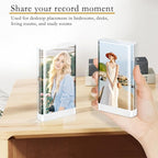 2x3 Small Picture Frame,Discreet Magnetic Wallet-Size Mini Acrylic Frames, Stereoscopic Effect, Compatible with Instant Film Photos,Freestanding Tabletop Display (4, 2X3 inch vertical)