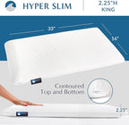 Bluewave Bedding Hyper Slim Gel Memory Foam Pillow for Stomach and Back Sleepers - Thin, Flat Design for Cervical Neck Alignment and Deeper Sleep (2.25-Inches Height, King Size)
