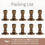 Wooden Taper Candle Holders: Wood Candlestick Holders Rustic Brown Farmhouse Fall Decor for Living Room Dinning Table Centerpiece Christmas Set of 10