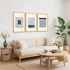 Aurlan Boho Christian Line Art Framed Wall Decor(16"x24"), 3PCS Minimalist Jesus Leavs the 99 Sheep Lamb Bible Story Canvas Artwork, Neutral Abstract Beige Navy Blue Religious Painting for Bedroom Living Room