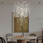 Silver Crystal Tree Branches Chandelier,21 Inchs 6 Lights Modern Round K9 Crystal Chandeliers for Dining Room, Bedroom, Living Room, Foyer,Kitchen Island,Bathroom