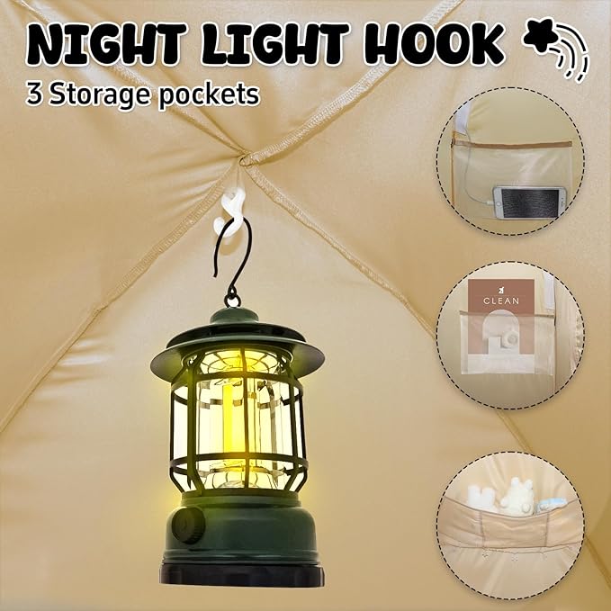 Bed Tent Bed Canopy Breathable 100% for Adult and Kids Light Reduction Sleeping Dream Tents Indoor Portable Big Space with String Light 4 Doors Twin Full Queen King Size