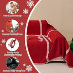 Chenille Armchair Sofa Slipcover Washable Furniture Protector Recliner Couch Cover 1-Piece Cushion Stain Resistant Chair Cover Soft Breathable Couch Cover Blanket, Red Bow 71"x 134"