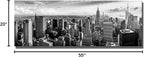 LevvArts New York Canvas Wall Art Black and White City Skyline Picture Panoramic Photo Canvas Print Modern Home Office Living Room Wall Decoration Ready to Hang 20"x55"