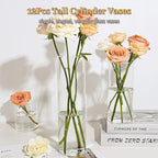 12Pcs Glass Cylinder Vases 12 Inch Tall Clear Flower Vases for Centerpieces Wedding Decoration, Hurricane Floating Candle Holder for Party Table Home Decor