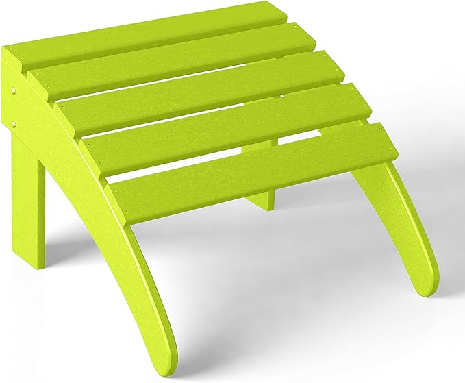 WestinTrends Outdoor Ottoman, Patio Adirondack Ottoman Foot Rest, All Weather Poly Lumber Folding Foot Stool for Adirondack Chair, Widely Used for Outside Porch Pool Lawn Backyard, Lime