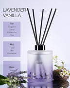 M&SENSE Lavender Vanilla Reed Diffuser Set - 16.9 fl oz Long-Lasting Home Scent Diffuser with Sticks, Natural Essential Oil Diffuser Gift for Office, Bedroom Bathroom