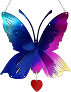 DJUAN Butterfly Gifts for Women Mom Grandma,Stainless Steel Butterfly Outdoor Statues for Yard Art Ornaments Window Porch Patio Home House Wall Decorations - Birthday Gift for Mother's Day Christmas