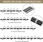 Curtain Rods for 28-130” Windows, Splicing Construction, 1” Adjustable Drapery Rod with Aluminum Alloy Brackets and Finials for Window, Sliding Door, Patio, Living Room Decoration, Matte Black