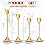 4PCS Candle Holder, Taper Candle Stick Holder - Gold Candle Holders, Holders Vintage Decor Dinner Table Dining Room Centerpieces Decorations for Wedding Fireplace Mantel.(Candles are not Included)