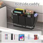 Bedside Caddy, Bed Organizer with 11 Pockets and Power Strip Holder,Versatile Bedside Storage Caddy for Home,Dorm,Bunk,Hospital,Crib Bed (Black)