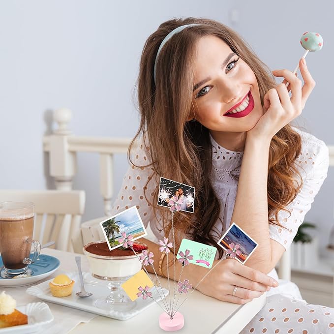 8-Branch Photo Tree Holder for Pictures, Gift Card Tree Holder to Hold Gift Cards, Picture Tree with 8 Clips for Memo Paper Desk Stand, Photo Display, Office Decor, Home Decor(Cherry Blossoms)