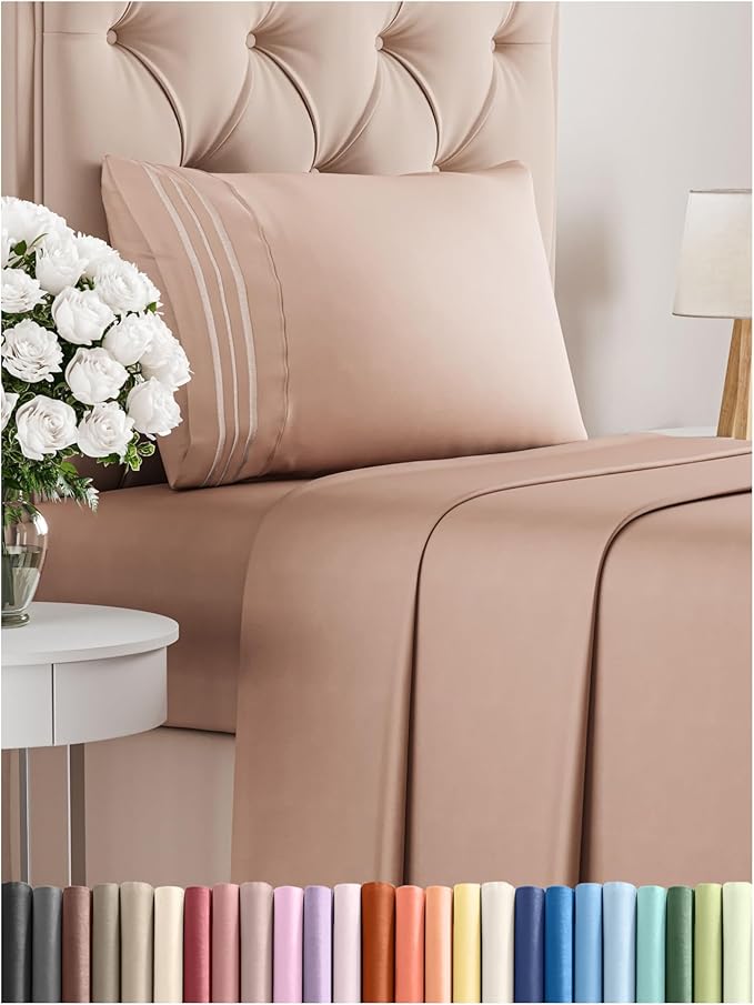 Twin XL Size 3 Piece Sheet Set - Comfy Breathable & Cooling Bed Sheets Set - Hotel Luxury Bedding for Women, Men, Kids, Teens, Boys & Girls - Deep Pockets, Ultra-Soft, Wrinkle Free - Oeko-Tex - Mauve