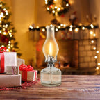 4 Pack Rustic Oil Lamp Large Vintage Glass Kerosene Lamp Chamber Oil Lamps for Indoor Use Home Decor Classic Old Hurricane Oil Lamp for Emergency Lighting 12.5''