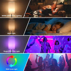 Unicozin Table Lamp, 3 CCT 3000K/4500K/6500K & RGB Color Changing, Stepless Dimmable, 17Inch Bedside Lamp for Reading, Ambience Nightstand Light for Home Decor Party, White Shade