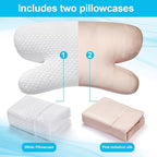 Side Sleeper Pillow Anti Wrinkle Aging Pillow Gel Shredded Memory Foam for Neck Pain Relief Pillow for Sleeping Side Back Stomach Sleeper Pillows (Regular White Style+Beige Nude Silk Pillowcase)