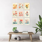 Flower Market Poster Set of 9, Abstract Colorful Floral Wall Decor Art Prints, Vintage Flower Market Poster for Room Aesthetic, Trendy Floral Canvas Gallery Paintings Boho Wall Art Decor for Bedroom Bathroom（8x10inch, Unframed)