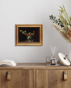 HUARCEY Gold Framed Vintage Wall Art for Living Room, Flowers Painting Prints Shelf Decor for Kitchen, Aesthetic Bedroom Wall Art, Autumn Gifts for Friends or Family - Fading 10L x 8W