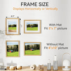 IBUYKE 8x10 Picture Frame,Set of 3,Solid Oak Wood 8x10 Photo Frame with Mat to 5x7,10x8 Picture Frames With Tempered Glass,Tabletop or Wall Mount Display,Home Decor,Natural Oak 8 x 10 Frame,UWPF0810N-3
