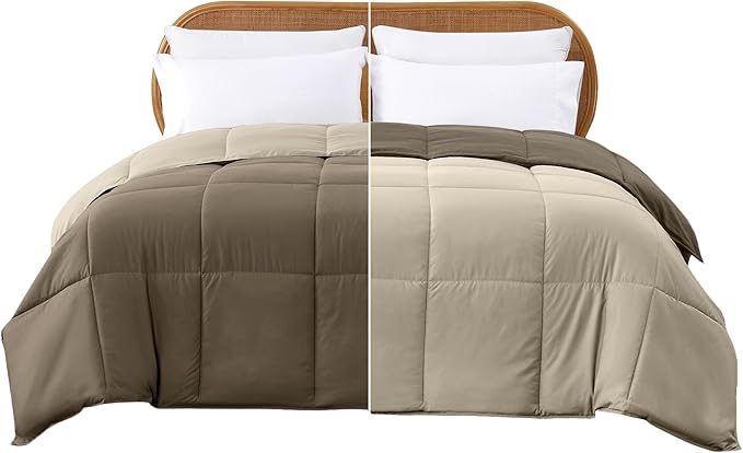 Modern Threads Down Alternative Reversible Comforter Taupe/Champagne King