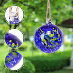 VCUTEKA Hanging Garden Gazing Ball, Hand-Blown Glass Witch Ball for Outdoor Garden Décor, 6" Blue Swirl