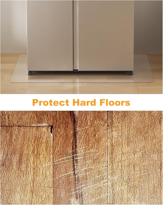 Small Clear Area Mat, 3'×3' PVC Waterproof Hard Floor Mat for Under Refrigerator, Under Plant Pots