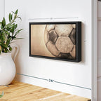 Elephant Stock Worn Soccer Ball Wall Art - Horizontal Framed Canvas - 1-Piece Living Room Wall Decor - Photography sports Canvas Print - Brown and Gray Decor for Wall - 13" X 9"