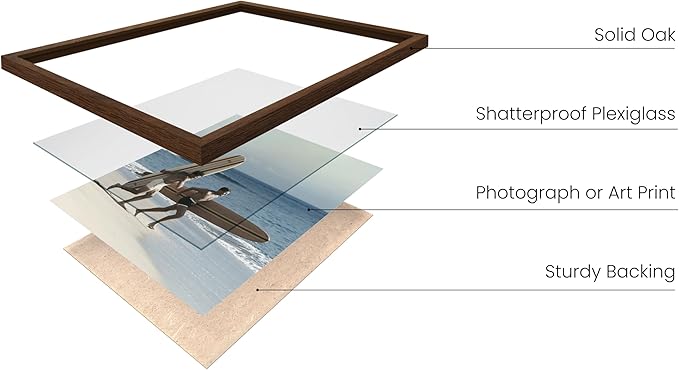 HAUS AND HUES Walnut Oak Wood Gallery Wall Tabletop Frames Made with Real American Oak and Shatter-free Plexiglass - Set of 6 (Four 4x6, Two 5x7, Framed Walnut)