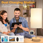 AKASUKI 18Inch Table Lamp with Dual Charging Station, 3 Way Dimmable Touch Lamp for Bedroom, Living Room, Office(LED Bulb Included)