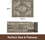 AMOAMI Area Rug - 8x10 Vintage Soft Coffee & Brown Rug for Living Room, Bedroom, Dining Room, Office - Non-Slip, Washable Carpet