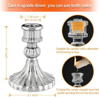 Glass Candlestick Holder,Striped Taper Candle Holders,Set of 6 Candle Stand for Table Centerpieces, Home Decor,Weddings,Festival and Parties (Silver Stripe)