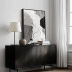 Framed Black and White Abstract Canvas Wall Art, Large Modern Art Prints Paintings Artwork for Walls, Minimalist Gray Pictures for Living Room Bedroom Dining Room Office Bathroom Wall Decor 24x36 In