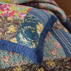 Cotton Bedspread Quilt Sets Reversible Bedding Coverlet Sets 3 Pieces Patchwork Blue Vintage Floral Paisley Bedspread, King Size