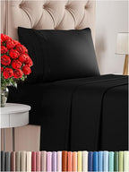 Twin Size 3 Piece Sheet Set - Comfy Breathable & Cooling Bed Sheets Set - Hotel Luxury Bedding for Women, Men, Kids, Teens, Boys & Girls - Deep Pockets, Ultra-Soft and Wrinkle Free - Oeko-Tex - Black