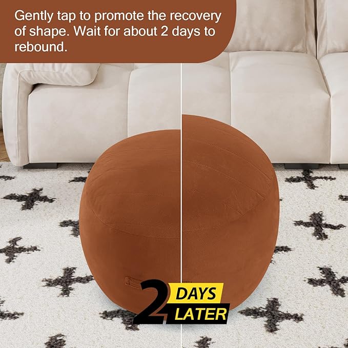 MeMoreCool Round Stuffed Pouf Ottoman Foot Rest, Floor Pouf Foot Stool with Soft Foam Chunk Filling, Small Round Ottoman Footstool Circle Footrest for Living Room, Coffee